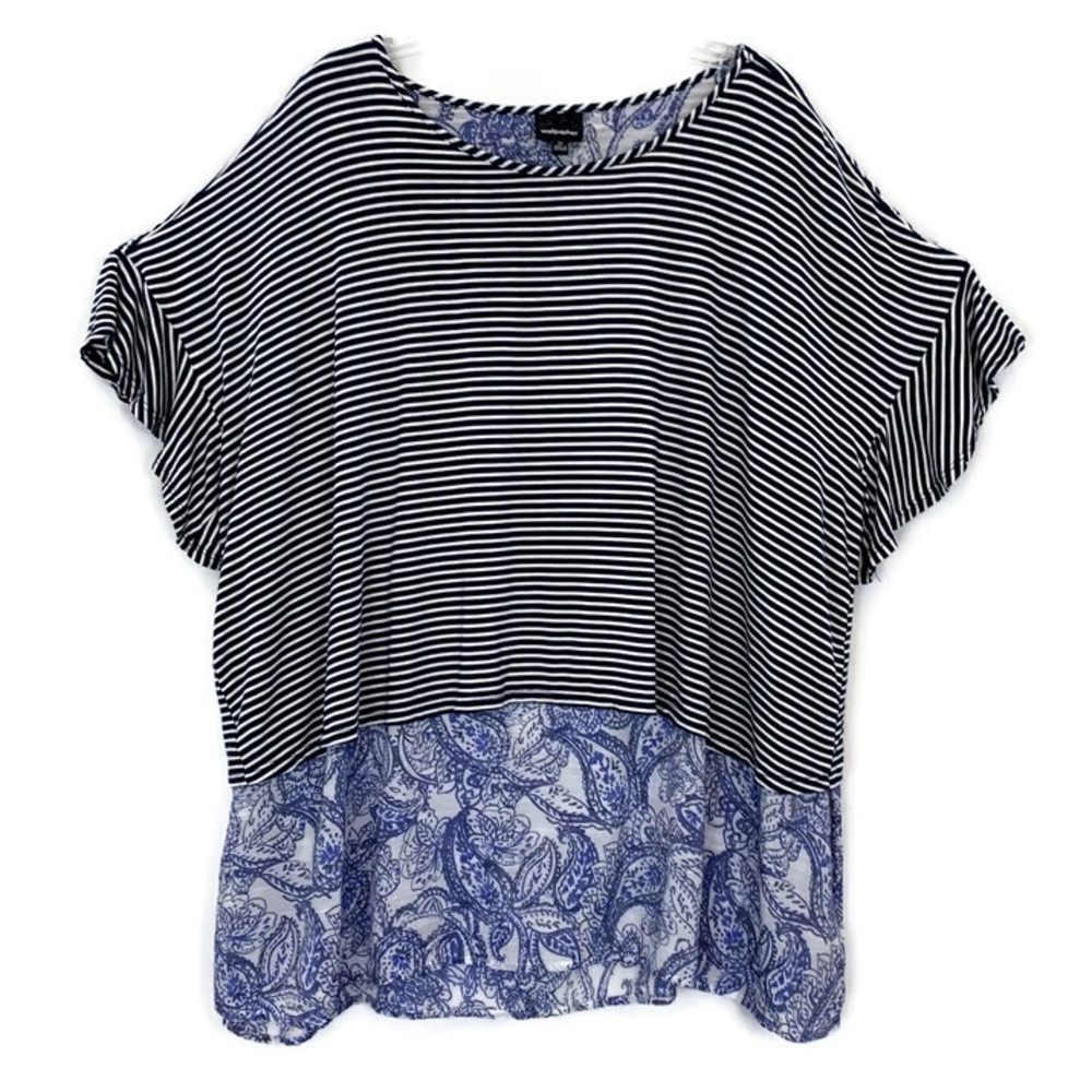 Wallpapher chiffon hem split back Top blouse